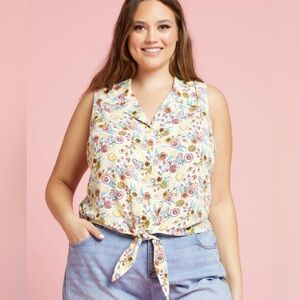 NWT Her Universe Disney Beauty and the Beast tie front tank blouse size 5X